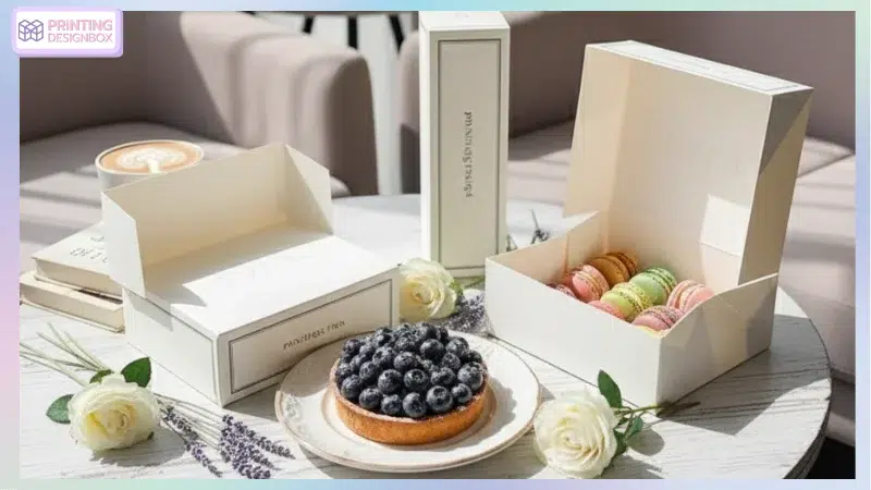 8 ไอเดียออกแบบกล่องขนม ช่วยสร้างแบรนด์ให้ติดตลาด กำไรพุ่ง แน่นอน ออกแบบกล่องขนม ออกแบบกล่องขนมสำหรับมาการองและทาร์ตผลไม้ ดีไซน์หรูหราเรียบง่าย