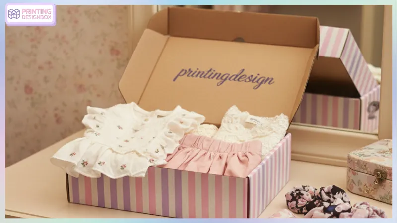 แนะนำ 8 ประเภทกล่องกระดาษ เลือกใช้ให้เหมาะสมแบรนด์ ราคาคุ้มค่า ประเภทกล่องกระดาษ ประเภทกล่องกระดาษไปรษณีย์ลายทางพาสเทล สำหรับบรรจุเสื้อผ้าแฟชั่น